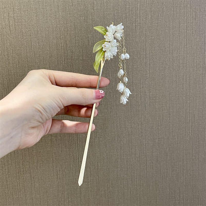 【妙飾佳人シリーズ】★チャイナ風髪飾り 簪★ レディースアクセサリー フリンジ すずらん 花 花火大会 お祭り - ChinChic