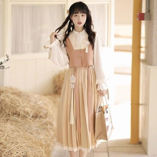 【楓竹---蝶語シリーズ】★チャイナ風セットアップ★ チャイナ風ワンピース 中華服 漢元素 ワンピース+ベスト - ChinChic
