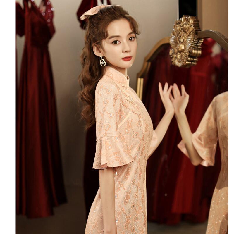 【慕苒シリーズ】★チャイナドレス★ チャイナ風ワンピース レース マーメイドライン 大きいサイズ 気質アップ - ChinChic