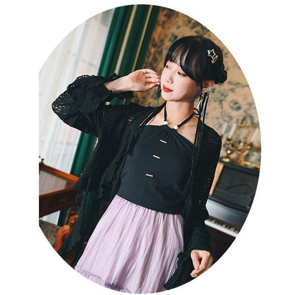 【古怪舍---千夢吟シリーズ】★チャイナ風アウター★ レース 法被 オリジナル ブラック 黒い 合わせやすい - ChinChic