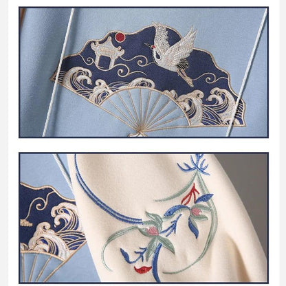 ✿人気商品再入荷✿【篱笆外有只猫シリーズ】★チャイナ風ワンピース★ 鶴 秋冬服 パーカーワンピース 裏起毛 刺繍 大きいサイズ - ChinChic