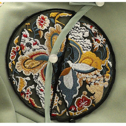 【俏娘魚シリーズ】★チャイナドレス★ 刺繍 普段着 デート 成人式 パーティー ワンピース 緑 グリーン - ChinChic