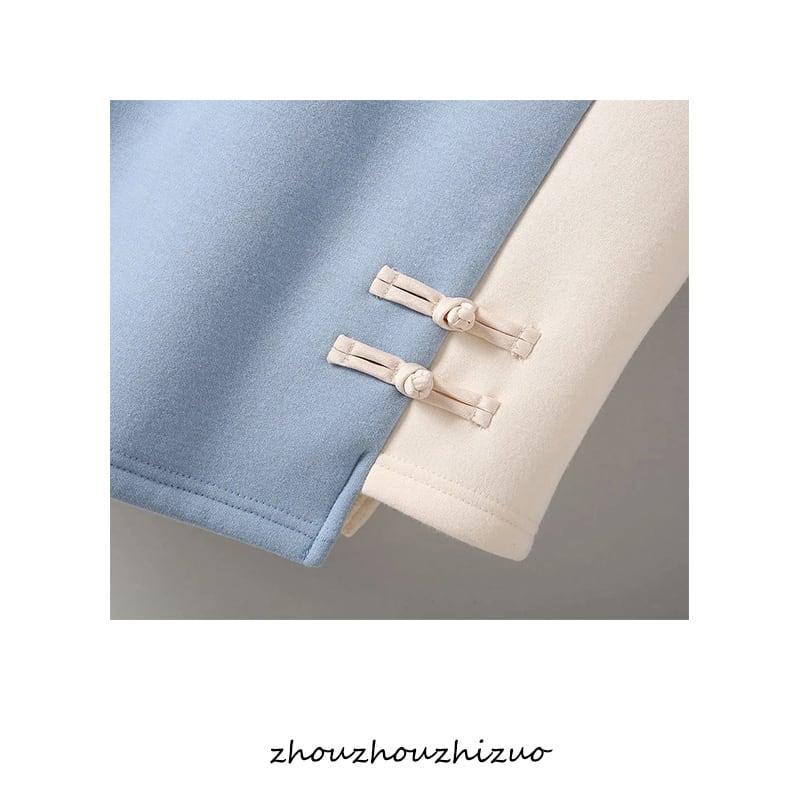 ✿人気商品再入荷✿【篱笆外有只猫シリーズ】★チャイナ風ワンピース★ 鶴 秋冬服 パーカーワンピース 裏起毛 刺繍 大きいサイズ - ChinChic