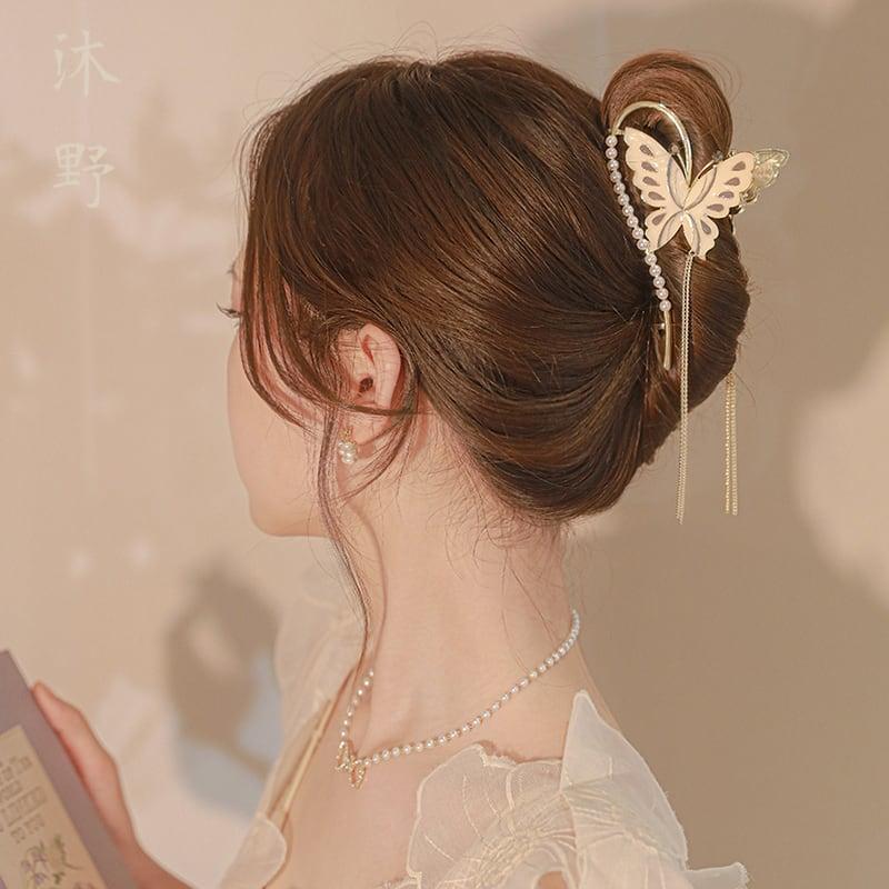 【沐野シリーズ】★チャイナ風髪飾り★ 古風 中華服 気質アップ フリンジ 蝶々 可愛い デート 通勤 小物 - ChinChic