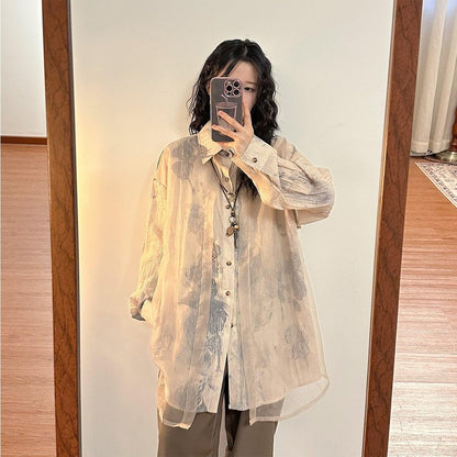 ✿新作！【UATONLINEシリーズ】★シャツ★ 長袖シャツ トップス 男女兼用 メンズ フェイクレイヤード プリント - ChinChic