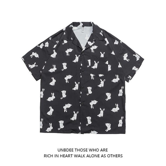 【UNBDEEシリーズ】★シャツ★ トップス 男女兼用 メンズ M L XL 2XL 半袖シャツ 夏服 兎 ウサギ プリント - ChinChic