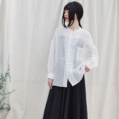 【大青龍肆シリーズ】★チャイナ風トップス★ UVカット チャイナ風服 黒 ブラック グリーン 緑 ホワイト 白 合わせやすい - ChinChic